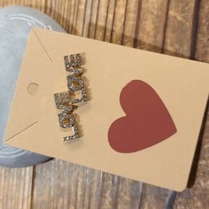 Rhinestone Love Earrings